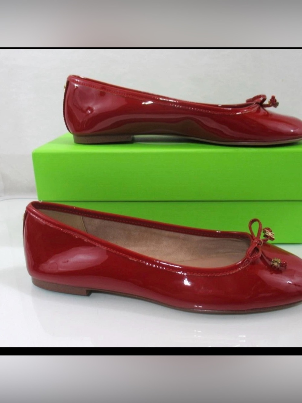 Sam Edelman Felicia Bow Detail Red Patent Leather Ballet Flats -